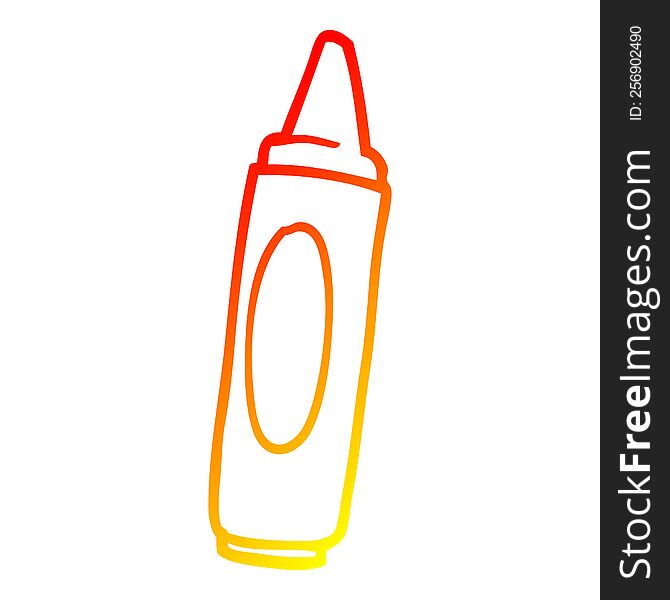 warm gradient line drawing of a cartoon coloring crayon