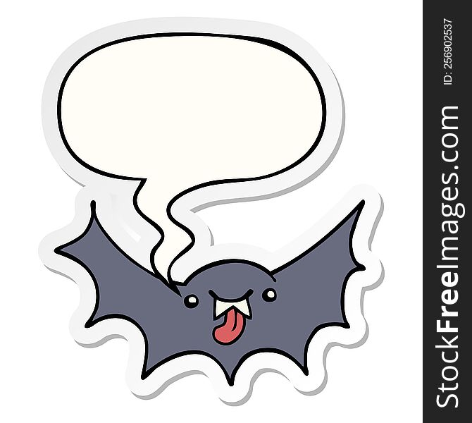 Cartoon Vampire Bat And Speech Bubble Sticker