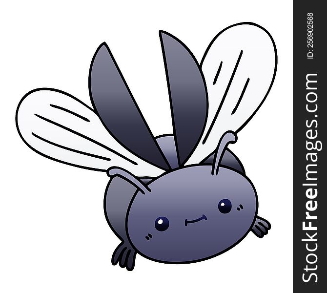 Quirky Gradient Shaded Cartoon Flying Beetle