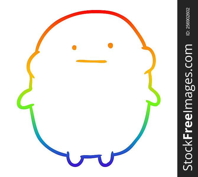 rainbow gradient line drawing of a cute fat human