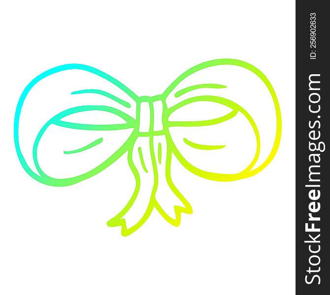 cold gradient line drawing of a cartoon tied bow