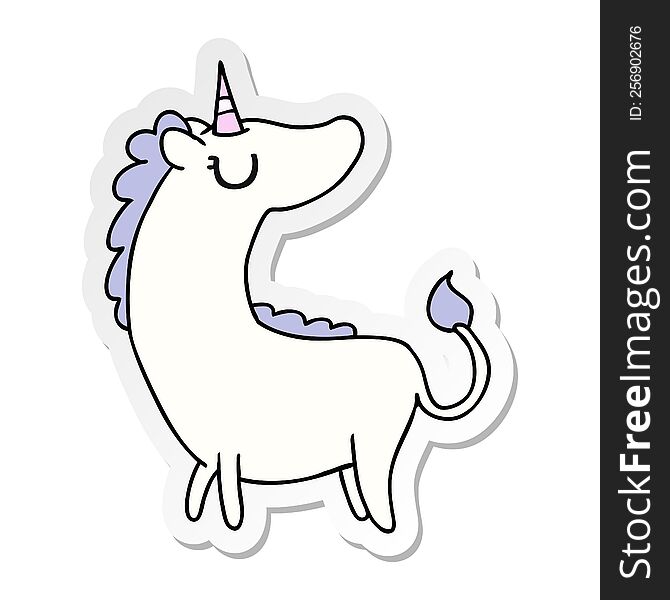Sticker Cartoon Of Cute Kawaii Unicorn