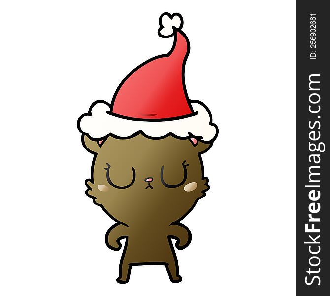 Peaceful Gradient Cartoon Of A Bear Wearing Santa Hat
