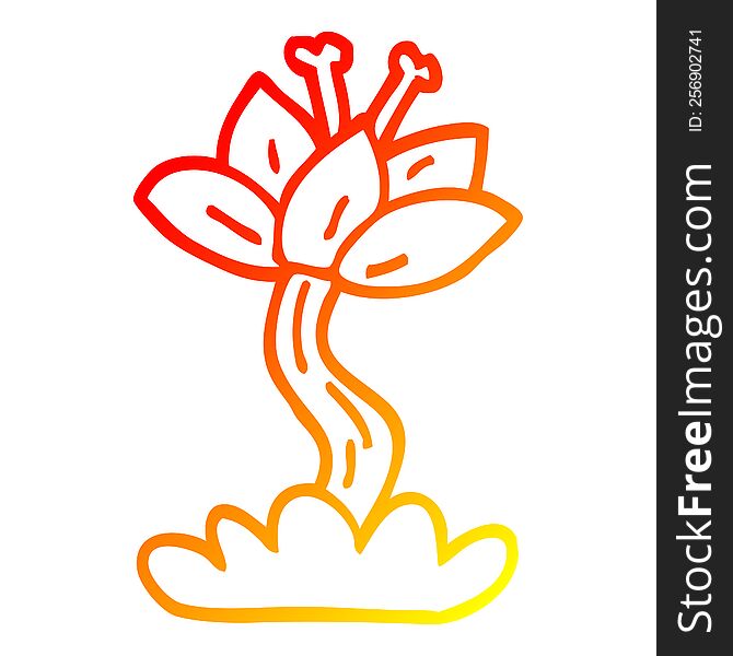 warm gradient line drawing of a cartoon lilly flower