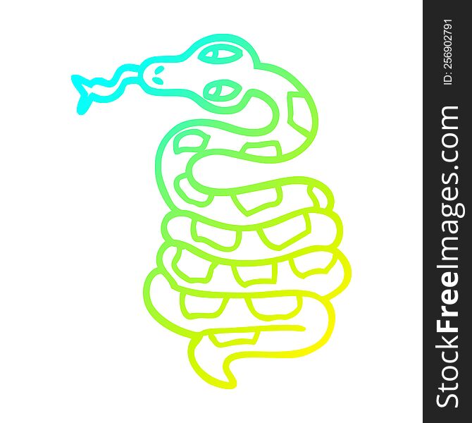 cold gradient line drawing of a cartoon poisonous snake