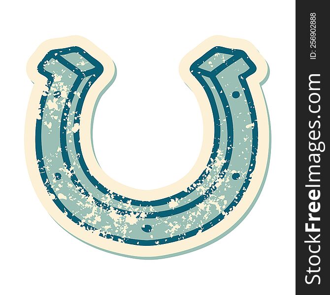 Distressed Sticker Tattoo Style Icon Of A Horse Shoe
