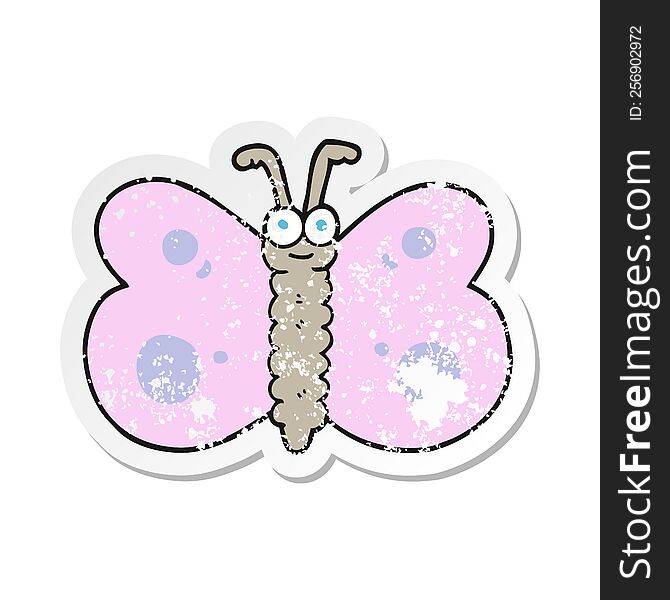 retro distressed sticker of a cartoon butterfly