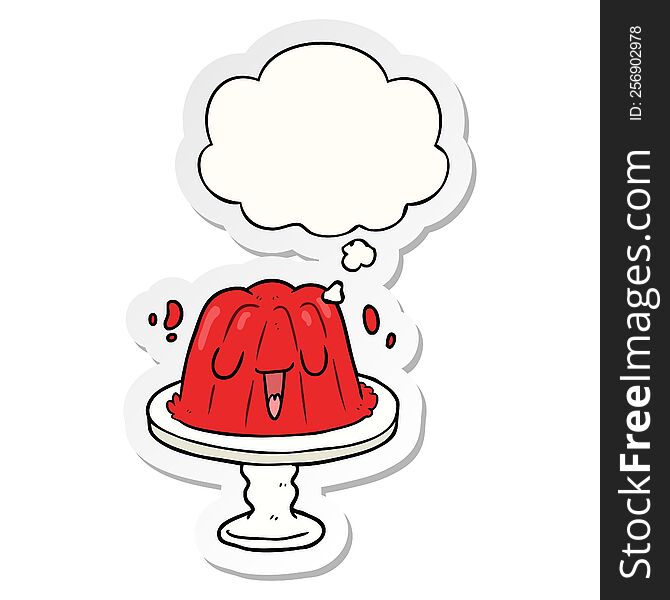cartoon jelly with thought bubble as a printed sticker