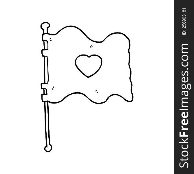 Cartoon Flag With Love Heart