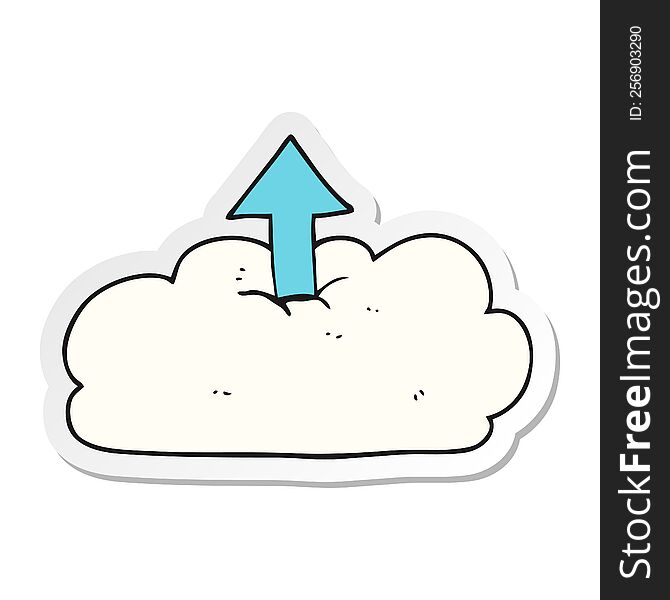 sticker of a cartoon upload to the cloud