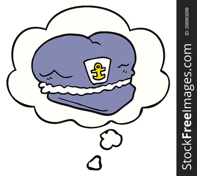 cartoon sailor hat with thought bubble. cartoon sailor hat with thought bubble