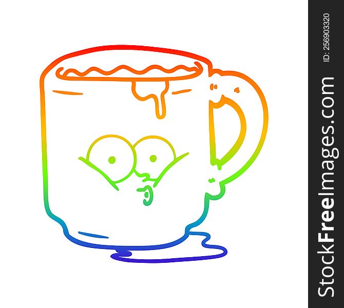 Rainbow Gradient Line Drawing Cartoon Dirty Office Mug