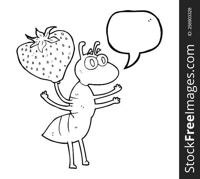 Speech Bubble Cartoon Ant Carrying Food