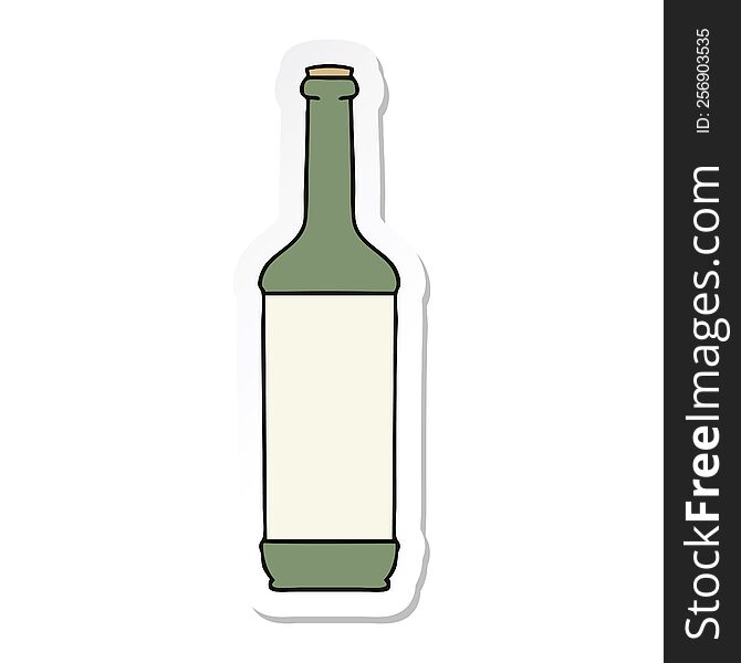 sticker of a quirky hand drawn cartoon wine bottle