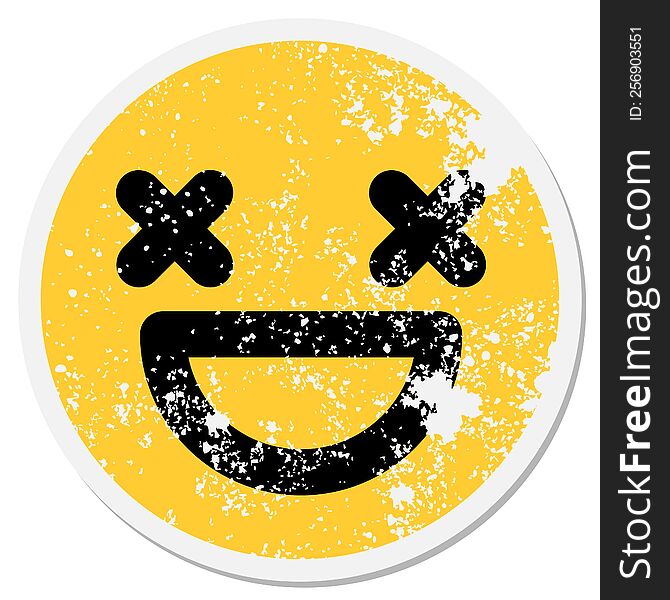 grinning dead face circular sticker