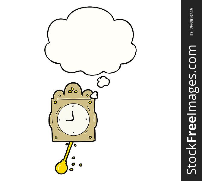 cartoon ticking clock with thought bubble. cartoon ticking clock with thought bubble