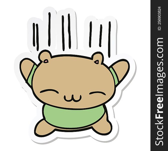 Sticker Of A Cartoon Jumping Bear