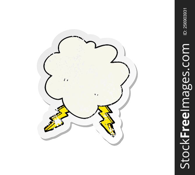 Retro Distressed Sticker Of A Cartoon Storm Cloud