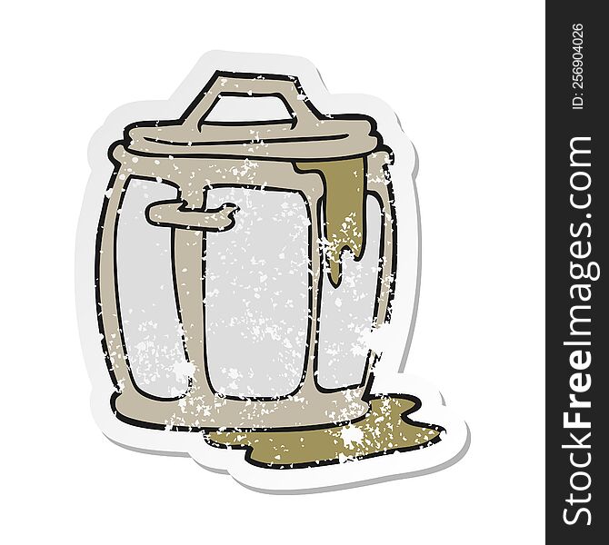 retro distressed sticker of a cartoon dirty garbage can