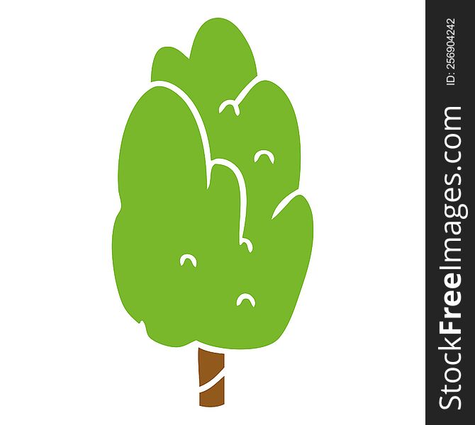 cartoon doodle single green tree