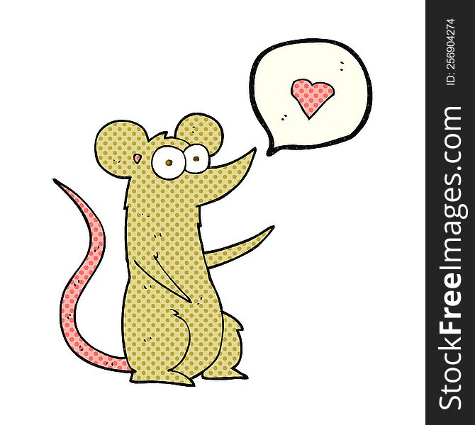 freehand drawn comic book style cartoon mouse in love