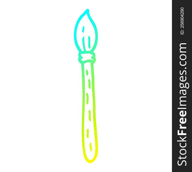 cold gradient line drawing of a cartoon paintbrush