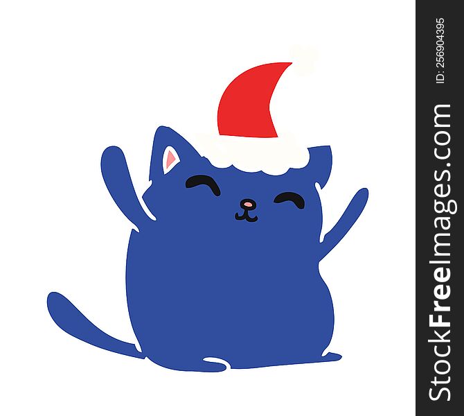 hand drawn christmas cartoon of kawaii cat