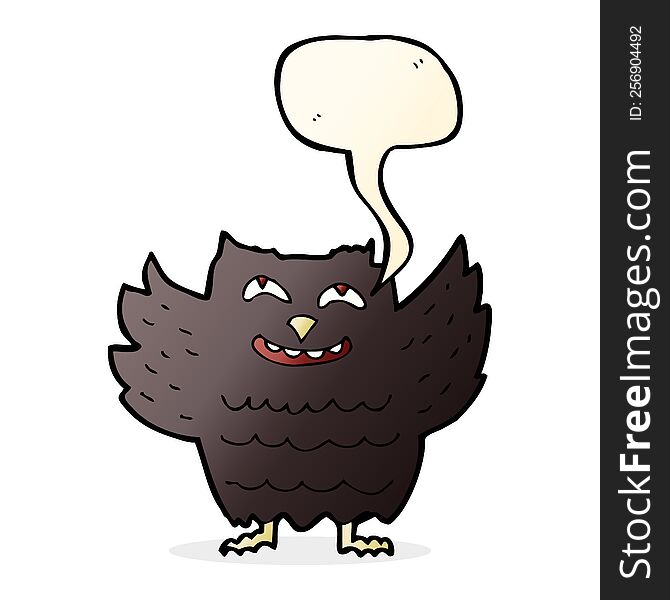 Cartoon Happy Owl With Speech Bubble