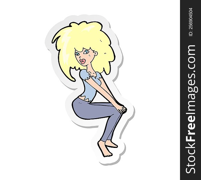 sticker of a cartoon woman with big hair