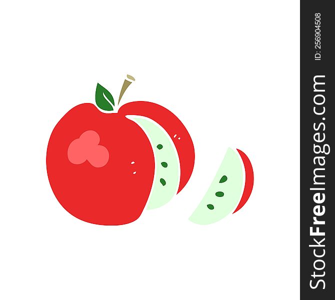 Flat Color Illustration Of A Cartoon Apple