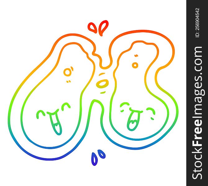 rainbow gradient line drawing of a cartoon cell dividing