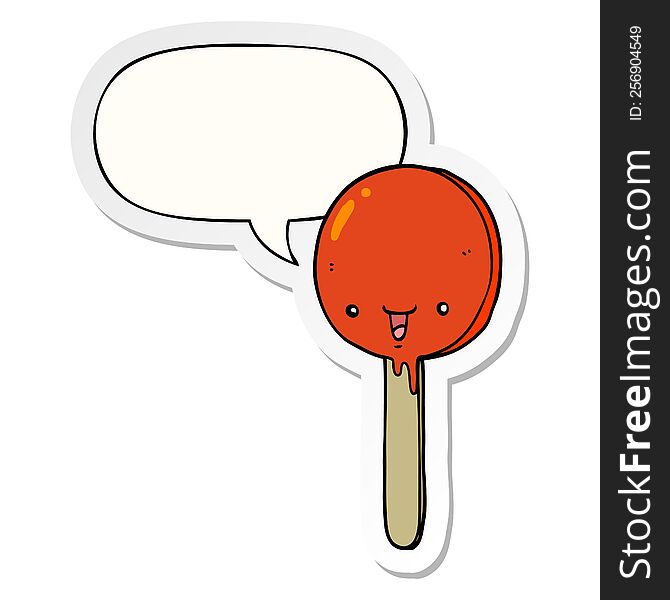 cartoon candy lollipop and speech bubble sticker