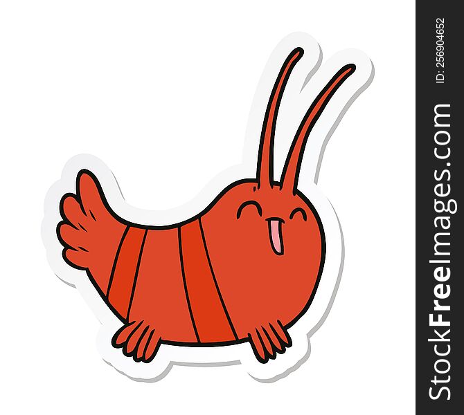 Sticker Of A Cartoon Crayfish