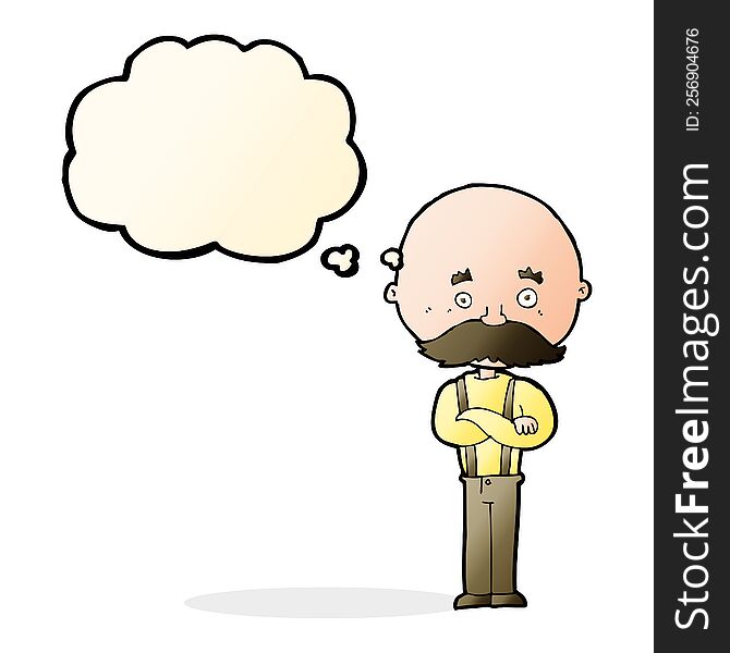 cartoon grandfather with thought bubble