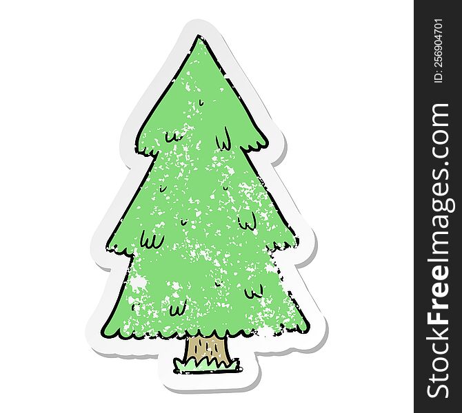 Distressed Sticker Of A Cartoon Christmas Tree