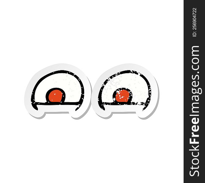 Retro Distressed Sticker Of A Cartoon Red Eyes