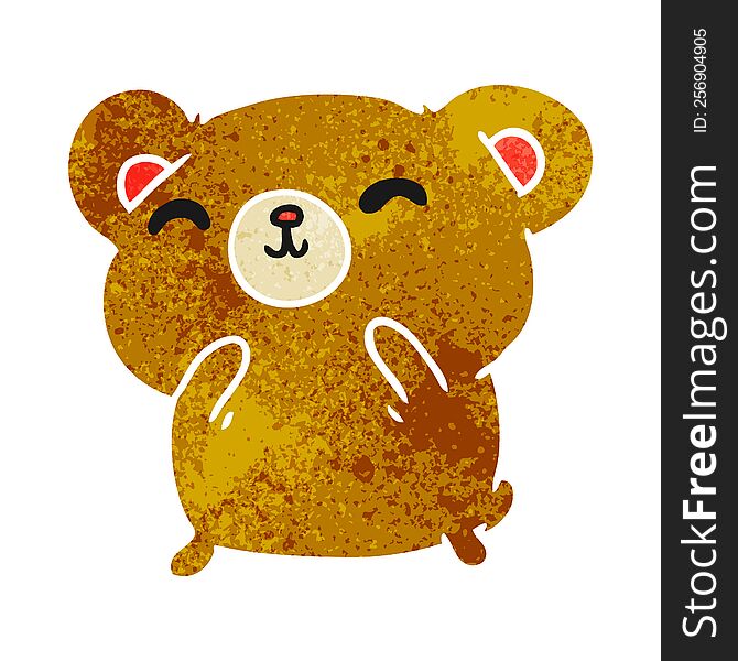 Retro Cartoon Kawaii Cute Happy Bear