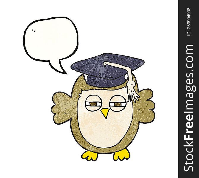 Speech Bubble Textured Cartoon Clever Owl