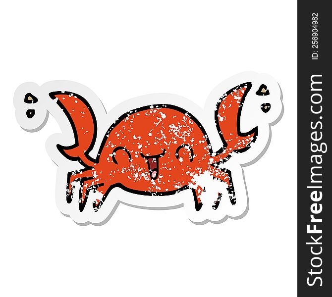 distressed sticker of a cartoon crab