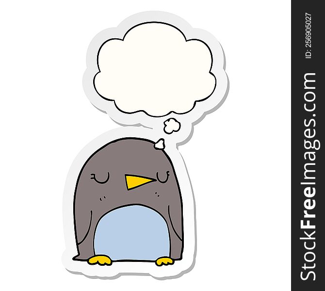 Cartoon Penguin And Thought Bubble As A Printed Sticker