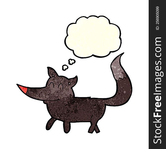 Cartoon Little Wolf With Thought Bubble