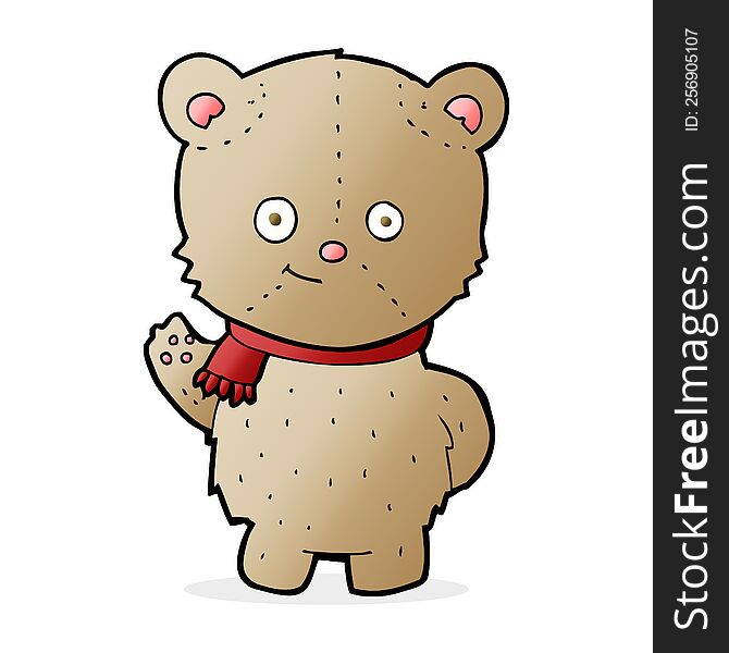 Cartoon Waving Teddy Bear