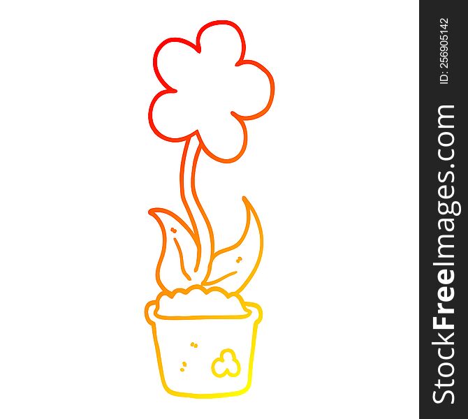 Warm Gradient Line Drawing Cute Cartoon Flower
