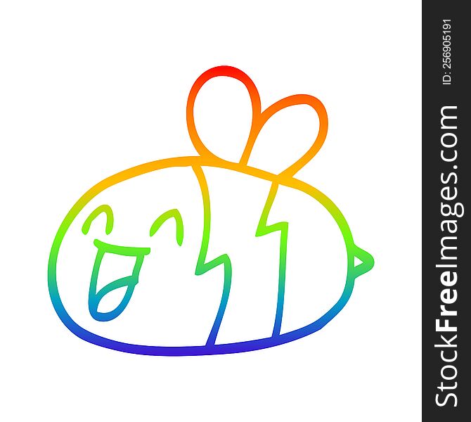 Rainbow Gradient Line Drawing Cartoon Bee