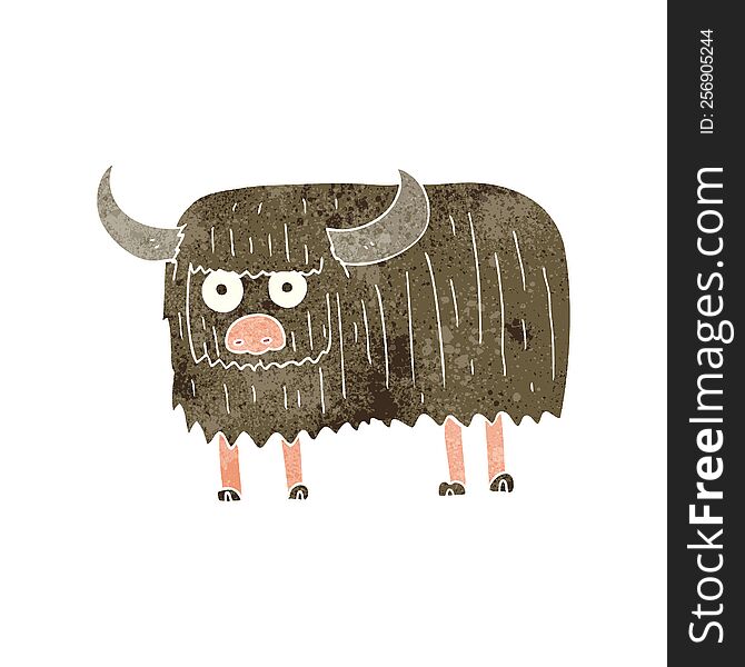 Retro Cartoon Hairy Cow