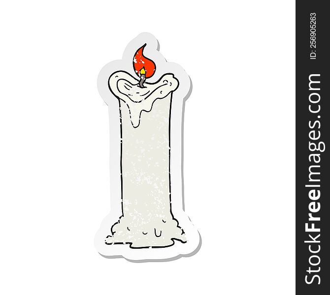 Retro Distressed Sticker Of A Cartoon Spooky Candle