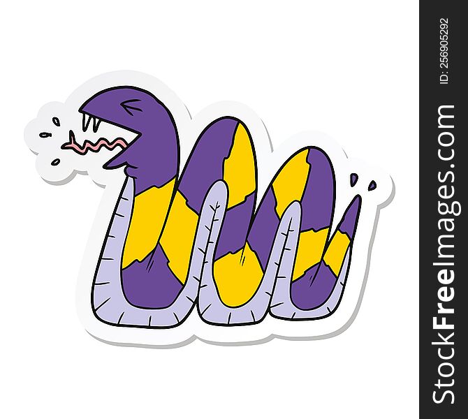 Sticker Of A Cartoon Hissing Snake
