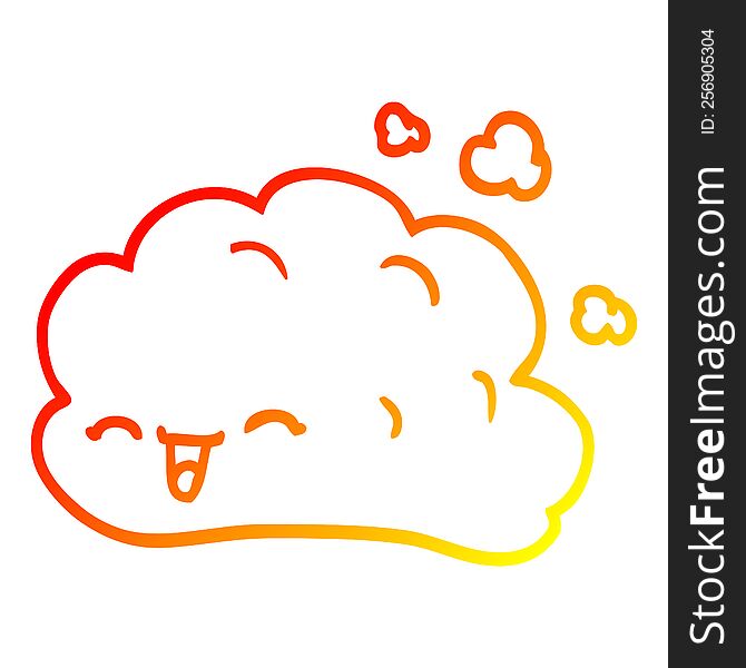 Warm Gradient Line Drawing Cartoon Happy Cloud