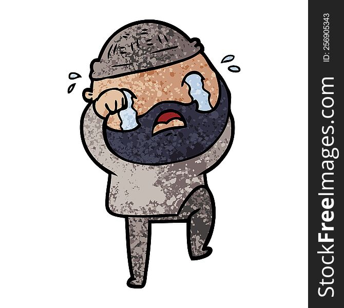 cartoon bearded man crying and stamping foot. cartoon bearded man crying and stamping foot