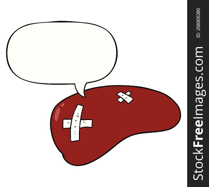 Cartoon Repaired Liver And Speech Bubble